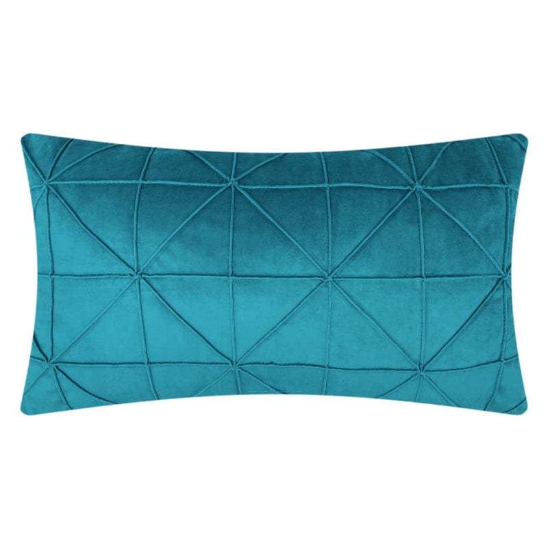 JWH Velvet Pillow Covers Decorative Line Throw Pillow Case Lumbar Pillowcase Soft Cushion Cover for Bed Couch Bedroom Chair Sofa 14x24 Inch Teal Blue - Image 1